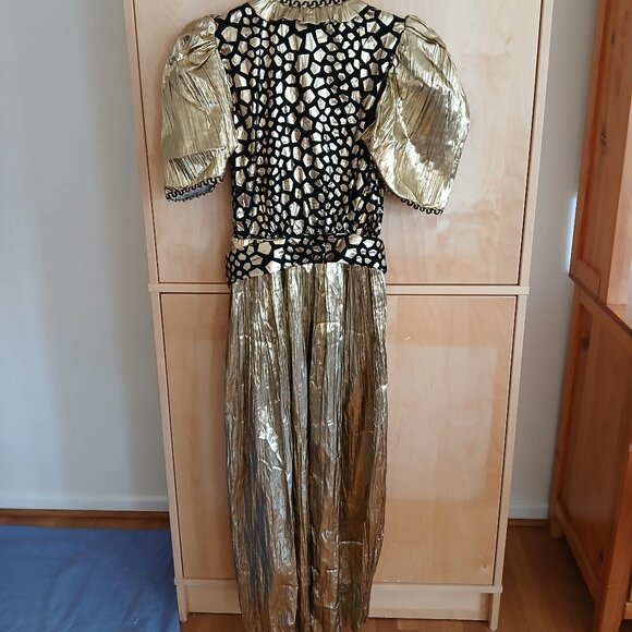 Gold black design Evening Party Weeding Dress Size S - Picture 2 of 2